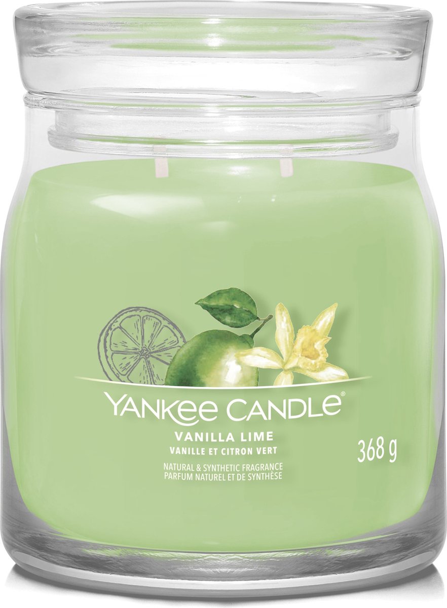 Yankee Candle – Vanille-Limetten-Duftkerze mittelgroß – 50 Brennstunden – 2 Dochte