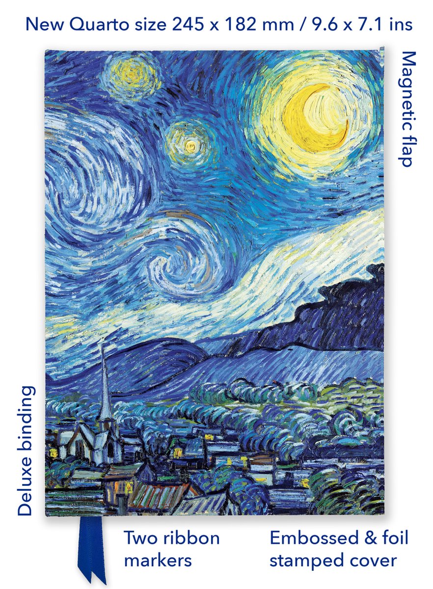 Flame Tree Quarto-Notizbuch – Vincent Van Gogh: Die sternenklare Nacht (foliertes Quarto-Notizbuch)