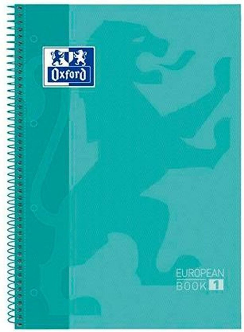 Oxford School Europeanbook – Notizbuch – farbiger Rand – A4+ – Diamant 5 mm – 80 Blatt – 4 Löcher – Hardcover – Pastellminze