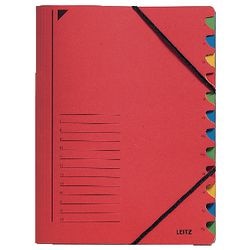 Sortiermappen Leitz 320g m2 24,5 x 32cm rot Eckgummi 12-teilig Monat
