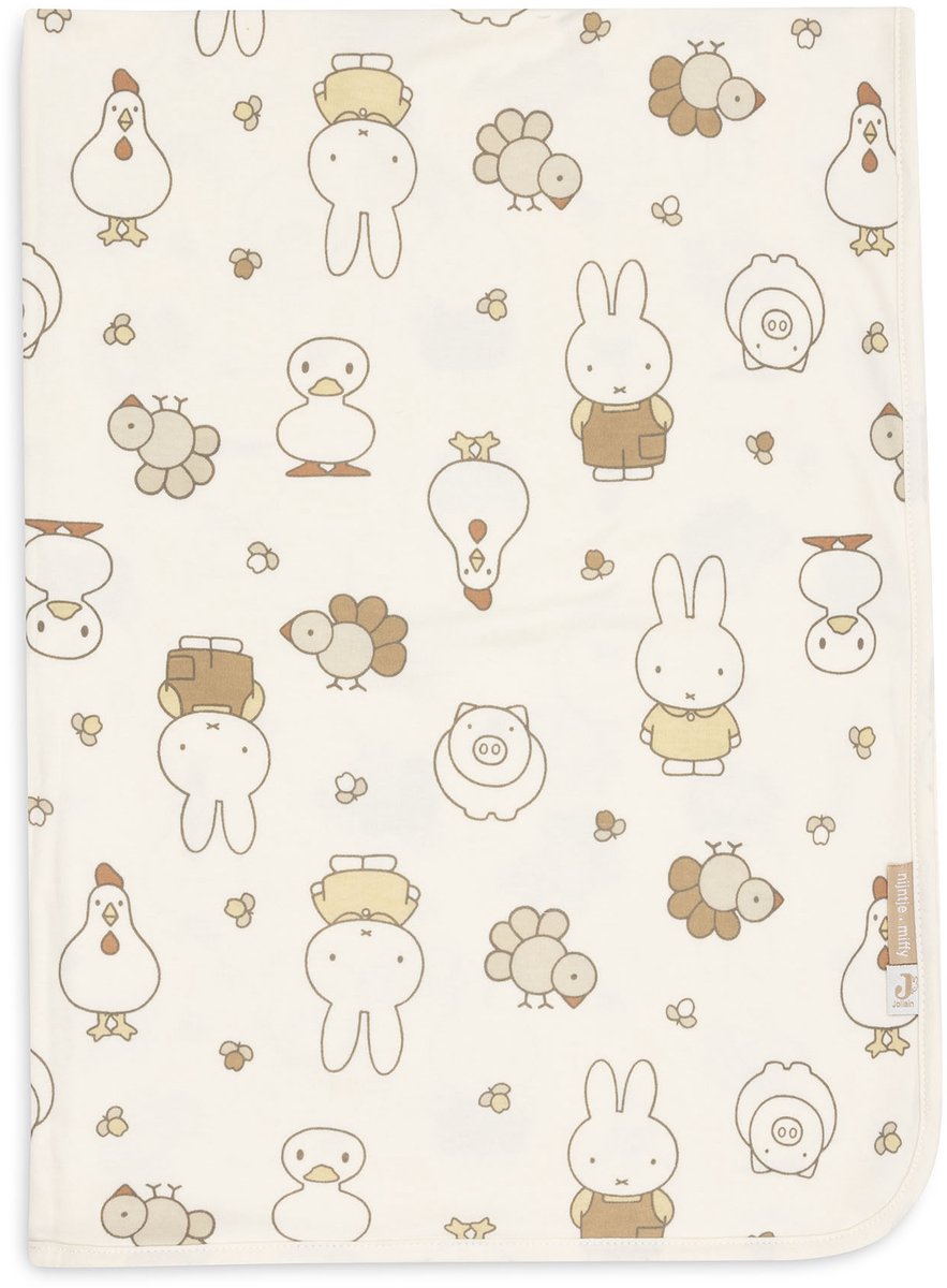 Jollein Babydecke für Kinderbett – 75 x 100 cm – Jersey – Miffy Family Farm