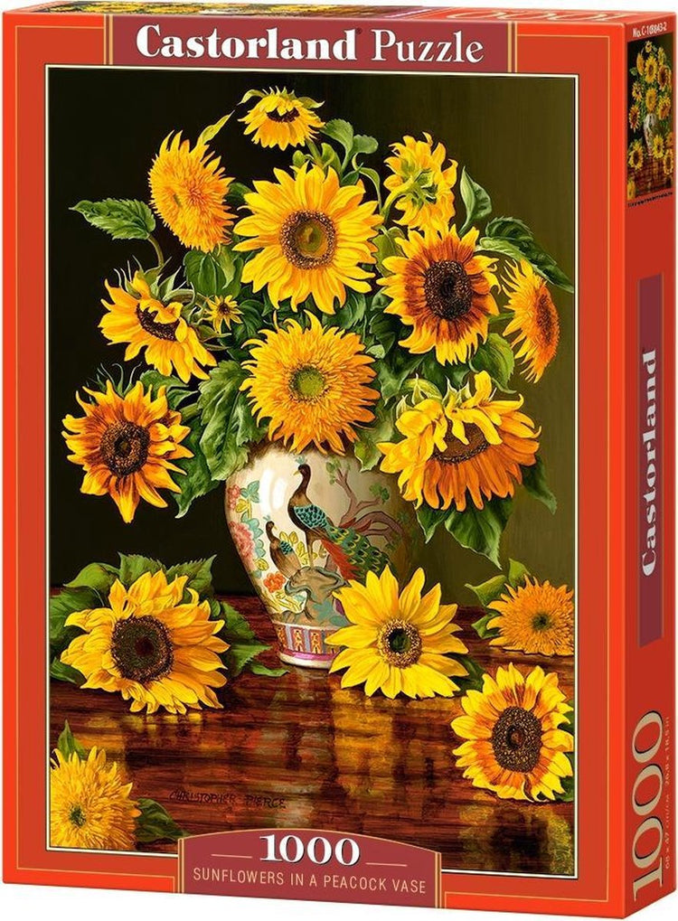 Selecta Castorland Puzzle Sonnenblumen in einer Pfauenvase, 1000 Teile.
