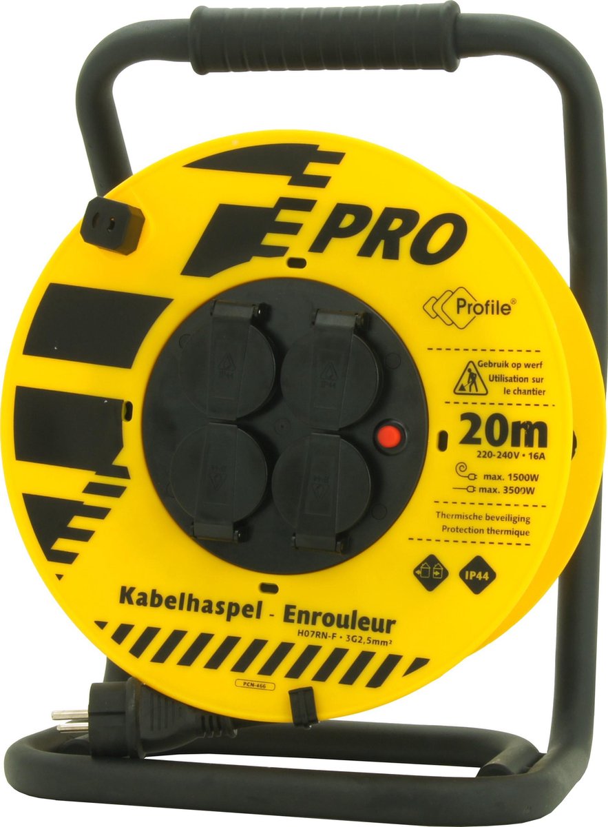 Profilkabeltrommel Garten – IP44 – 20 Meter – 3 x 2,5 mm² Neopren – Stifterde