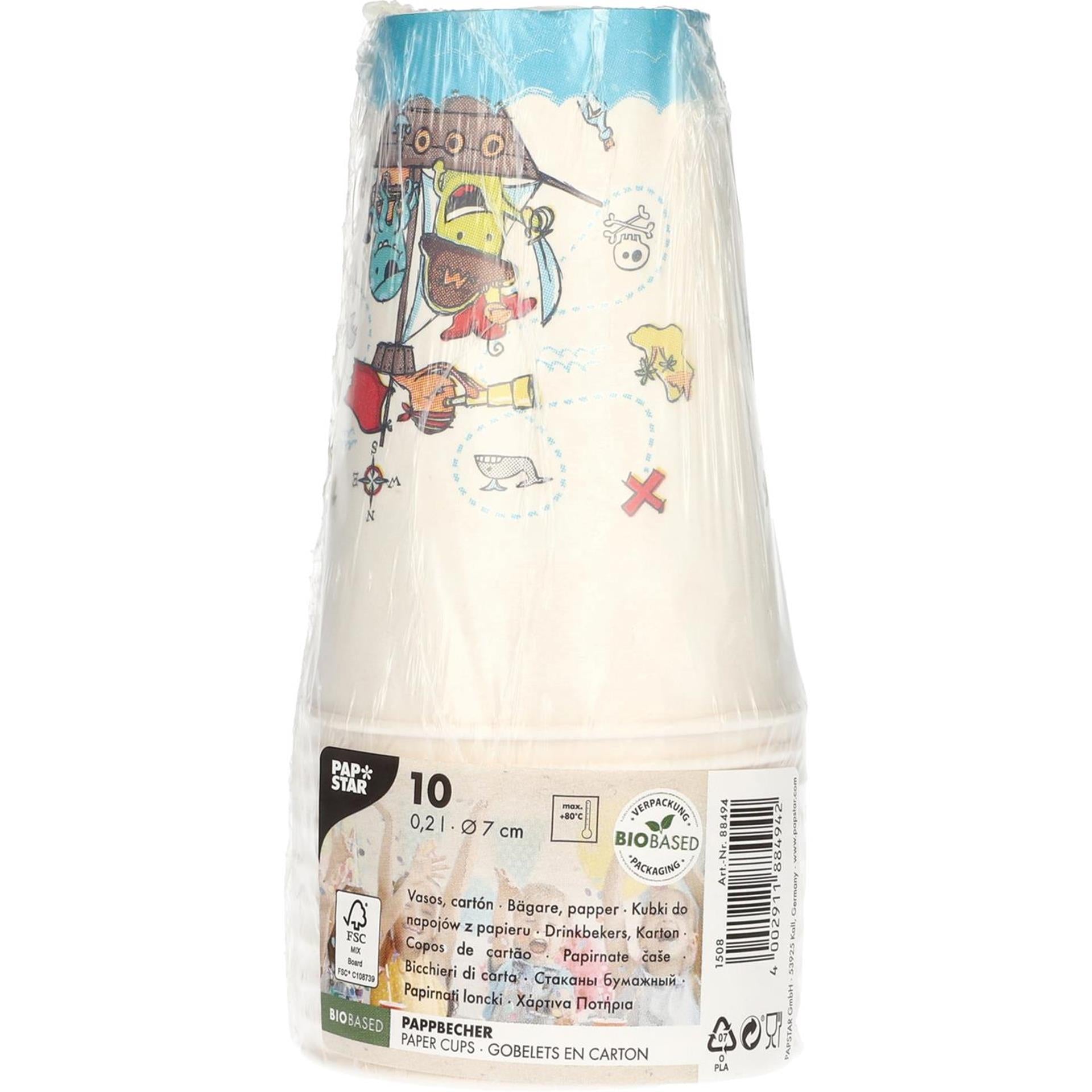 Papstar Becher Piratencrew Pappe 0,2l ø7x9,7cm