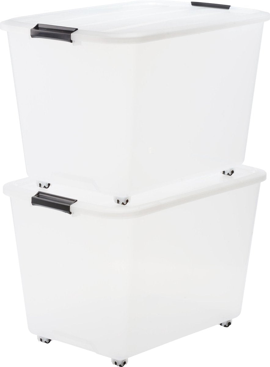 Iris Topbox-Aufbewahrungsbox – 60 l – Kunststoff – mit Rollen – 2er-Set