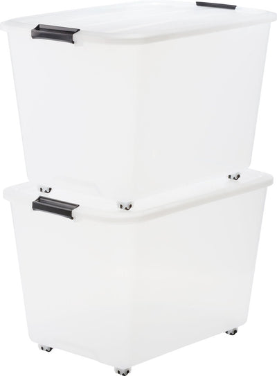 Iris Topbox-Aufbewahrungsbox – 60 l – Kunststoff – mit Rollen – 2er-Set