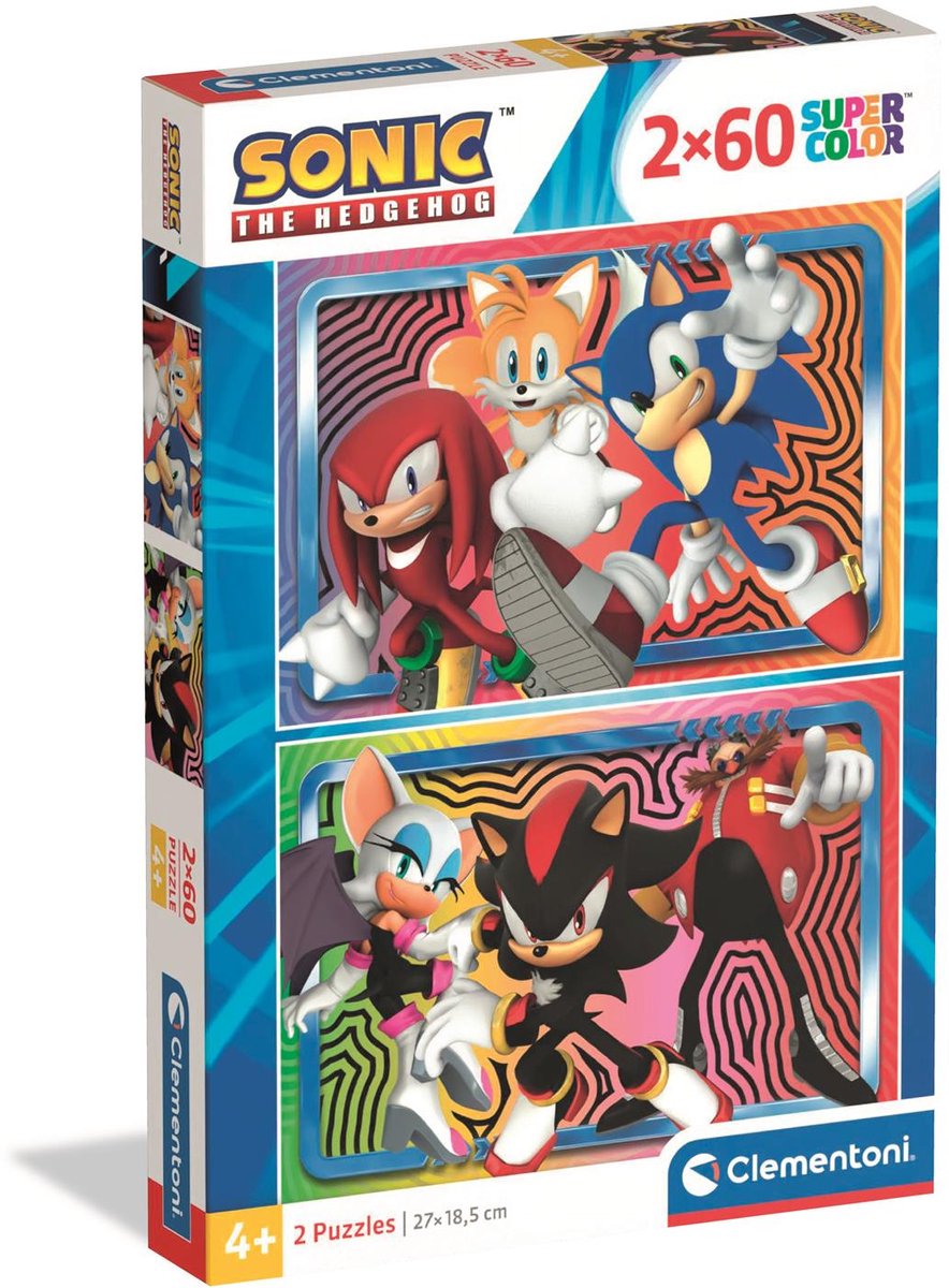 Clementoni - Puzzle - 2x60 Teile - Sonic - Puzzle für Kinder - ab 4 Jahren