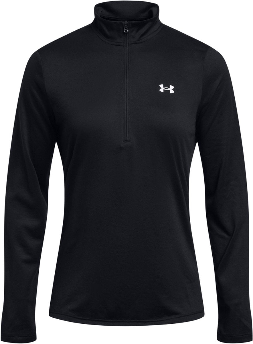 Under Armour Tech 1 2 Zip Solid Blk Damen-Sportpullover – Schwarz – Weiß