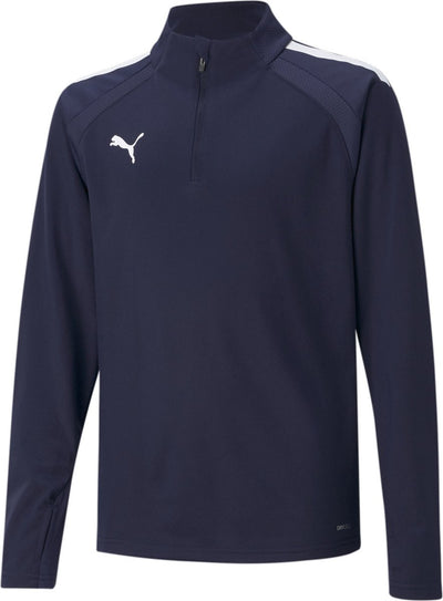 Puma Teamliga 1 4 Zip Top Jr Unisex-Sportshirt – Marine-Weiß