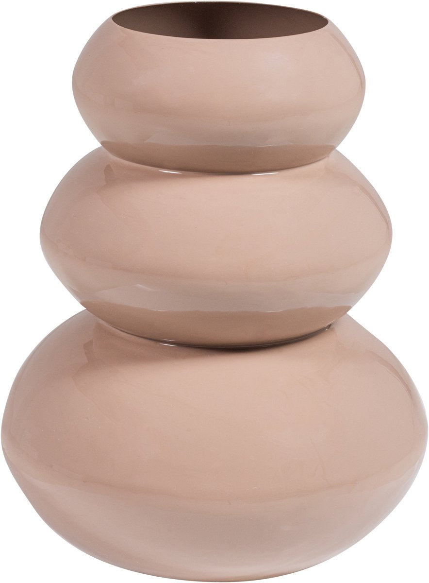 Woood Tera Vase – Metall – Hochglanz hellrosa – 35 x 28 x 28