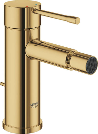 Grohe Essenz neue Bidetarmatur – niedriger Auslauf – mit herausziehbarem Ablaufgarnitur – cooler Sonnenaufgang (Gold)