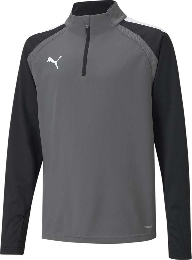 Puma Teamliga 1 4 Zip Top Jr Unisex-Sportshirt – Smoked Pearl – Weiß