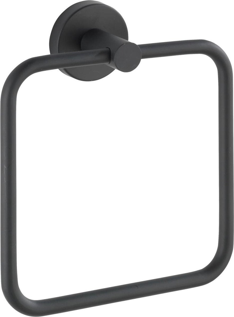 Wenko Handtuchring Bosio Edelstahl schwarz matt 16x18cm - Handtuchhalter
