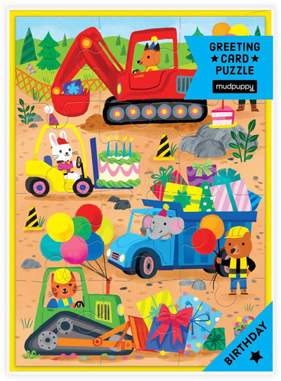Mudpuppy Puzzle - Baustelle - Grußkarte 13x18cm - 12 Teile - 3 Jahre