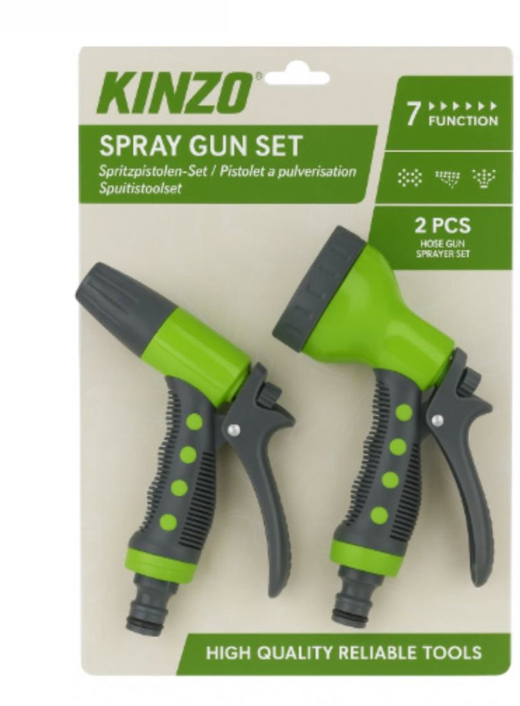 Kinzo Gartenschlauch-Spritzdüsen-Set – 2-teilige Spritzpistole mit verstellbaren Strahleinstellungen – Spritzdüse für Gartenschlauch mit Griff – Spritzpistole für Garten, Auto oder Terrasse