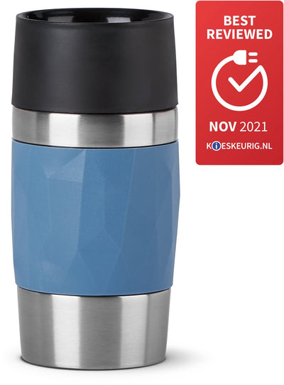 Tefal Reisebecher kompakt – Thermosflasche – 0,3 l – blau – auslaufsicher – für heiße und kalte Getränke geeignet