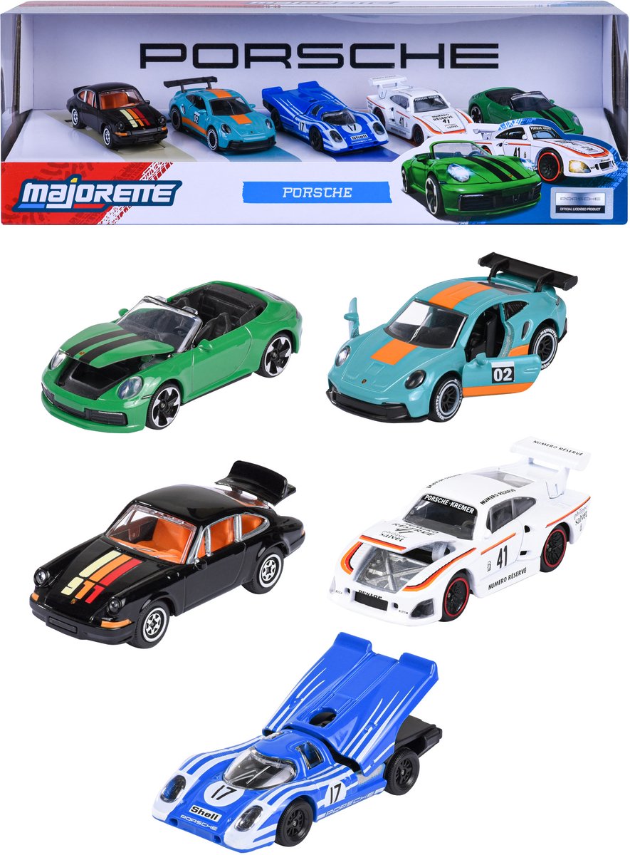 Majorette Porsche Set, 5-teilig.