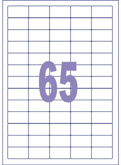 Kangaro-Etikett – Tintenstrahl-Laserkopie – 38,1 x 21,2 mm – Schachtel mit 25 Blatt – 65 Aufkleber pro Blatt – k-3821-25