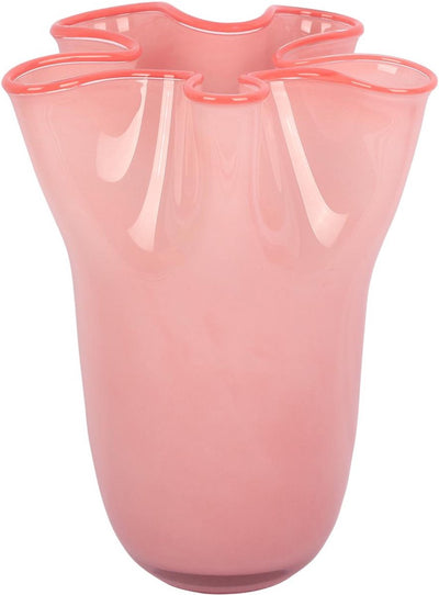Present Time Vase Rüschen – Rosa – ø23 cm – Glas – skandinavisch – Blumenvase – Heimdekoration – dekorative Vase für Wohnzimmer oder Schlafzimmer