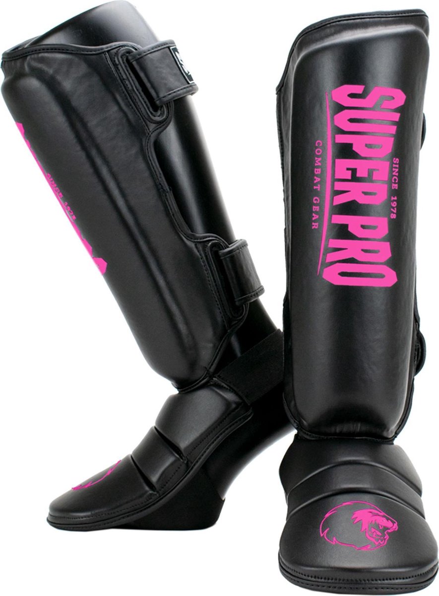 Super Pro Combat Gear Schienbeinschutz, schwarz, rosa, groß