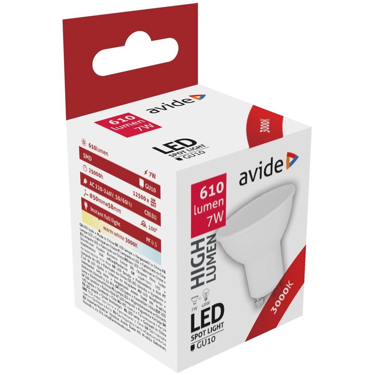 Avide LED-Spot gu10 Alu+Kunststoff 7W