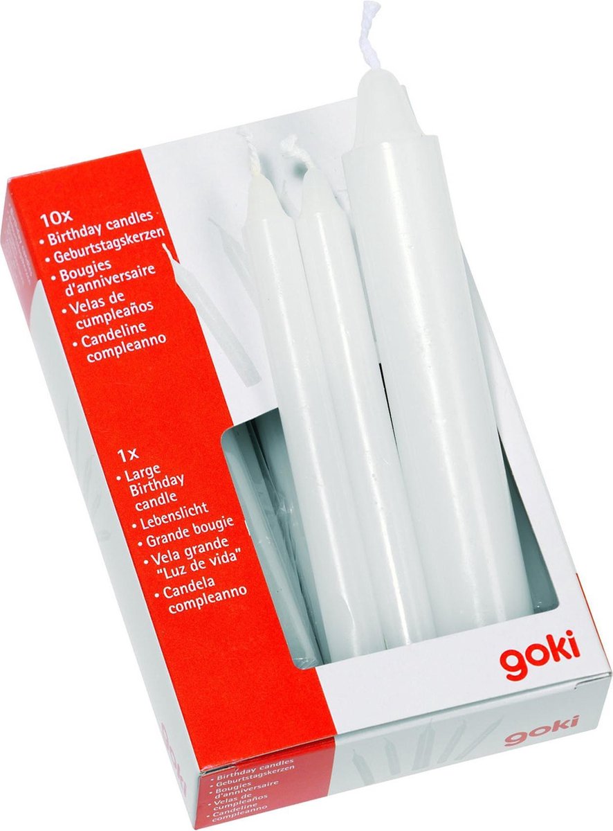 Goki 11 Geburtstagskerzen: weiß 10-12 cm