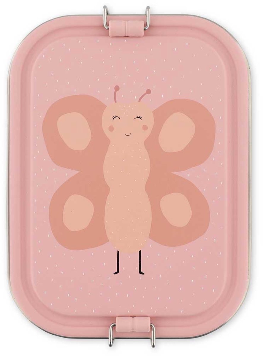 Trixie | Brotkasten groß - mrs. Schmetterling - RSV-Lunchbox für Kinder - leicht zu öffnen - Lunchbox - 2 Fächer - rosa
