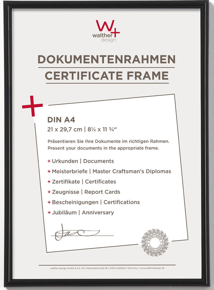 Walther Galeria - Kunststoffrahmen - Fotogröße 21x29,7 cm (Din A4) - Schwarz