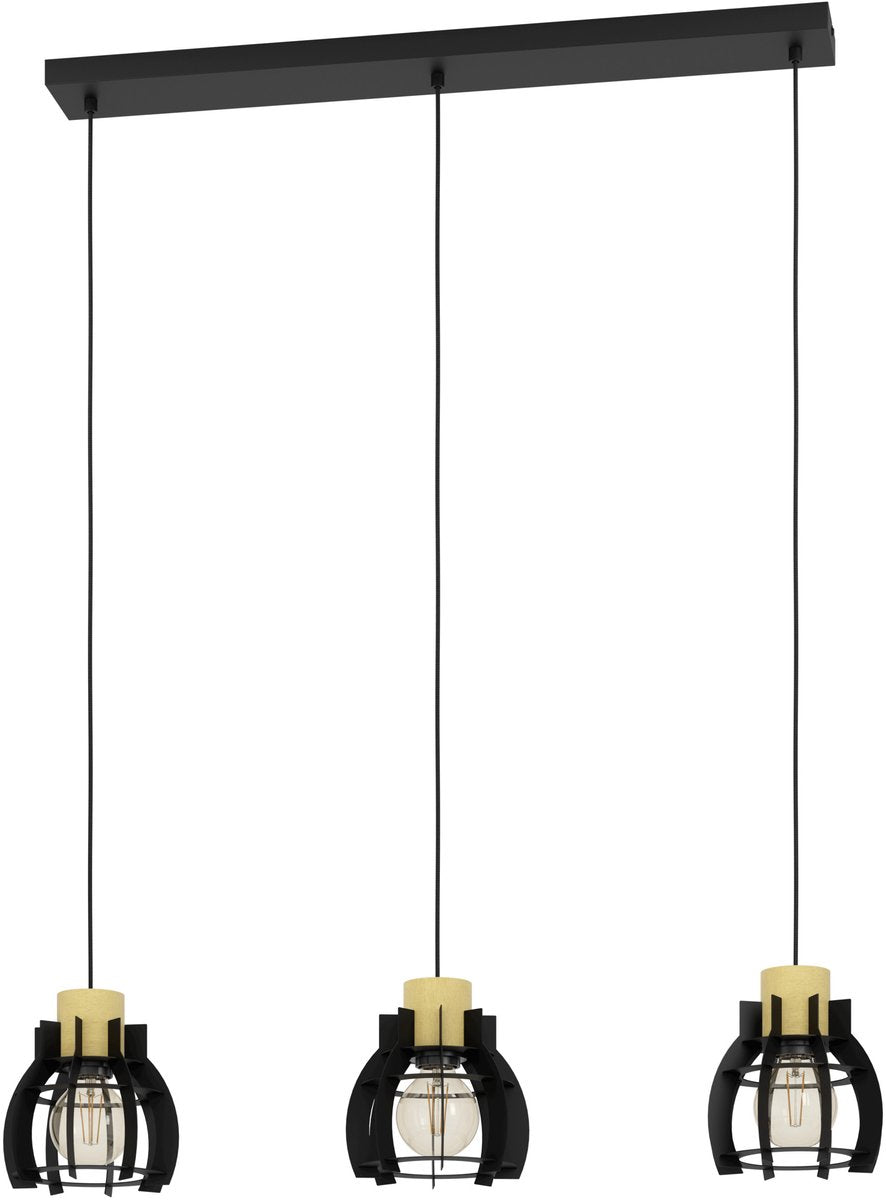 Eglo Stillington 1 Hängelampe - E27 - 88 cm - Schwarz|Braun - Holz|Stahl
