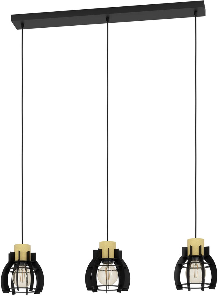 Eglo Stillington 1 Hängelampe - E27 - 88 cm - Schwarz|Braun - Holz|Stahl