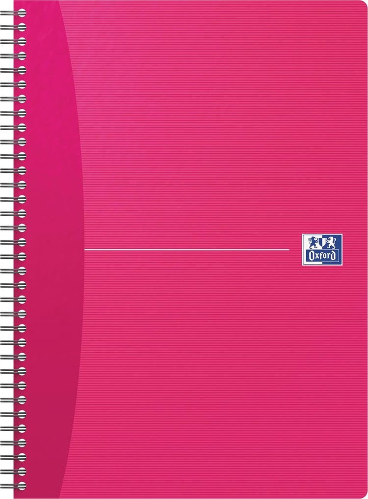 Oxford Office Essentials Spiralnotizbuch, 180 Seiten, ft A4, kariert 5 mm, verschiedene Farben, 5 Stück