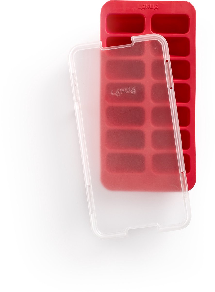 Lékué Eiswürfelform mit Deckel – Rechteck – Rot
