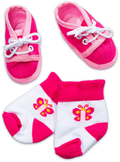 Neugeborenes Baby geborene Babysocken lila rosa Schuhe