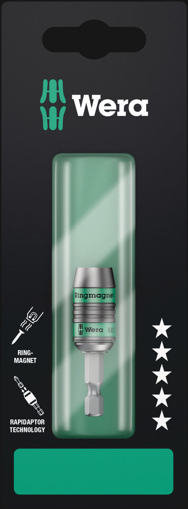 Wera 887 4 RR SB Rapidaptor Universal-Bithalter mit Ringmagnet, 1 4 Zoll x 57 mm – 1 Stück – 05073511001