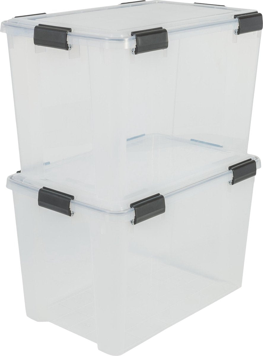 Luftdichte Aufbewahrungsbox Iris – 70 l – Kunststoff – transparent schwarz – 2er-Set