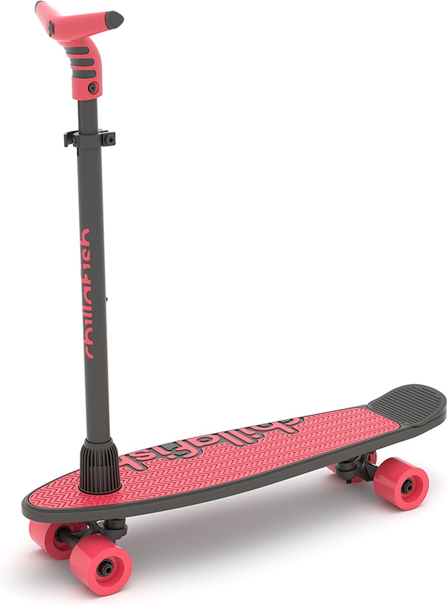 Chillafish Skateboard und Roller 2-in-1 – Kinderroller umwandelbar in ein Skateboard – korallenrosa – Jungen und Mädchen ab 3 Jahren – verstellbarer Lenker – Modell skatieskootie 2
