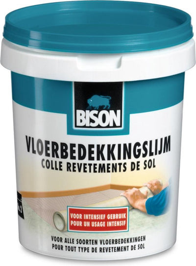 Bison Bodenbelagskleber Topf 1 kg, gebrauchsfertiger Kleber, dauerhafte Verklebung, geeignet für Bodenbeläge, Teppichfliesen, Fußbodenheizung