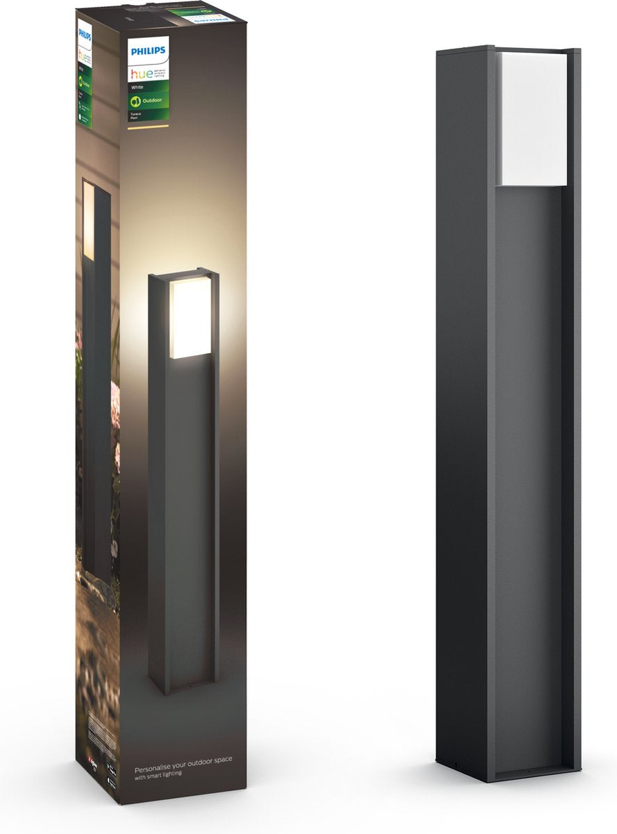 Philips Hue Turaco Sockellampe – warmweißes Licht – Schwarz – hoch