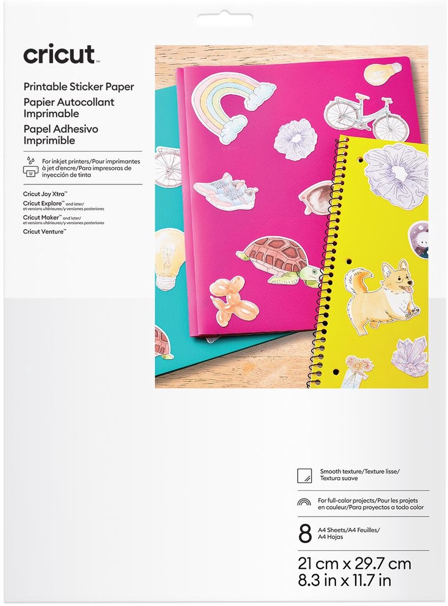 Bedruckbares Cricut-Aufkleberpapier – A4 – weiß (8 Blatt)