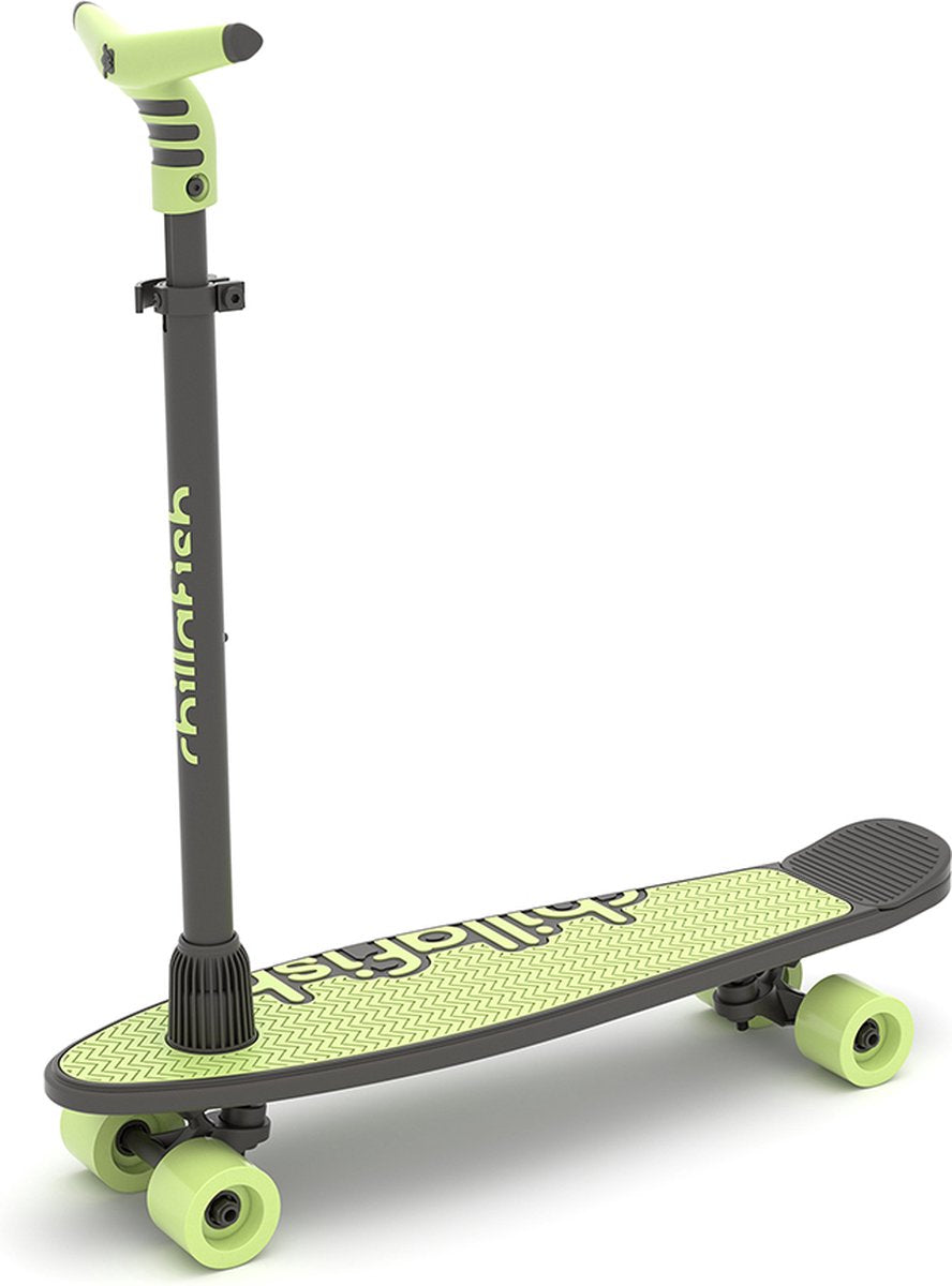 Chillafish Skateboard und Roller 2-in-1 – Kinderroller umwandelbar in ein Skateboard – grün – Jungen und Mädchen ab 3 Jahren – verstellbarer Lenker – Modell skatieskootie 2