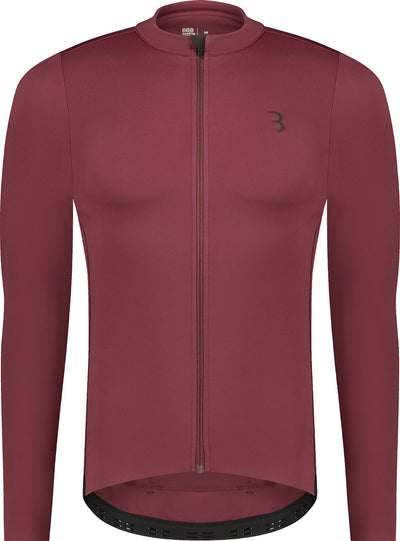 BBB Cycling Essence Ls – Radshirt Herren Langarm – 10–15 °C – atmungsaktives MTB- und Radshirt mit 3 Rückentaschen – Dunkelrot