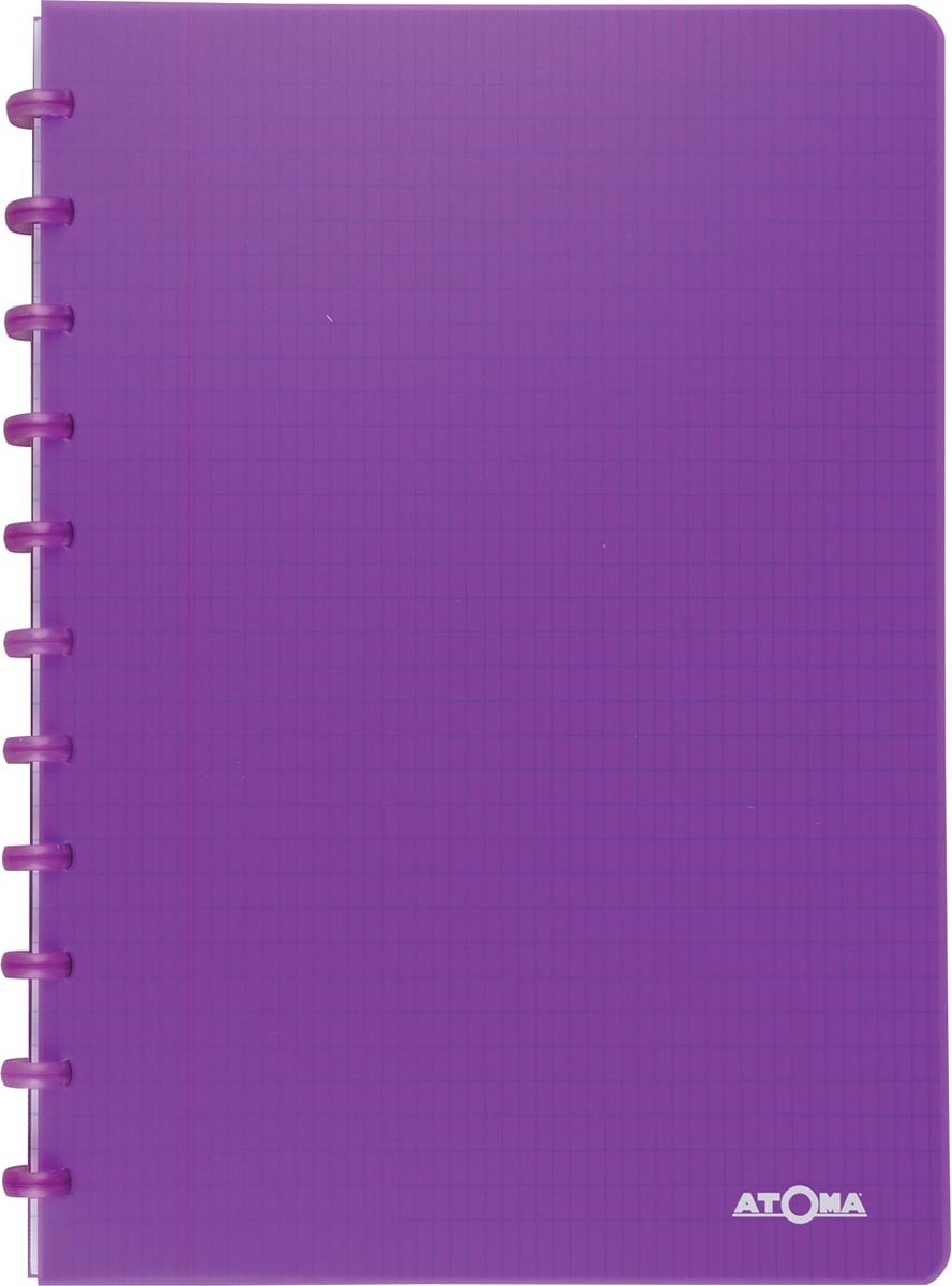 Atoma – trendiges Notizbuch – A4 – 144 Seiten – kommerziell kariert – transparentes Lila