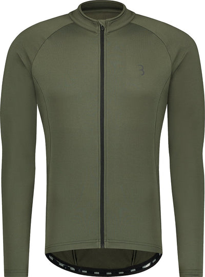 BBB Cycling Transition Langarm-Radshirt für Damen und Herren – 10–15 °C – MTB- und Radshirt mit 3 Rückentaschen – olivgrün