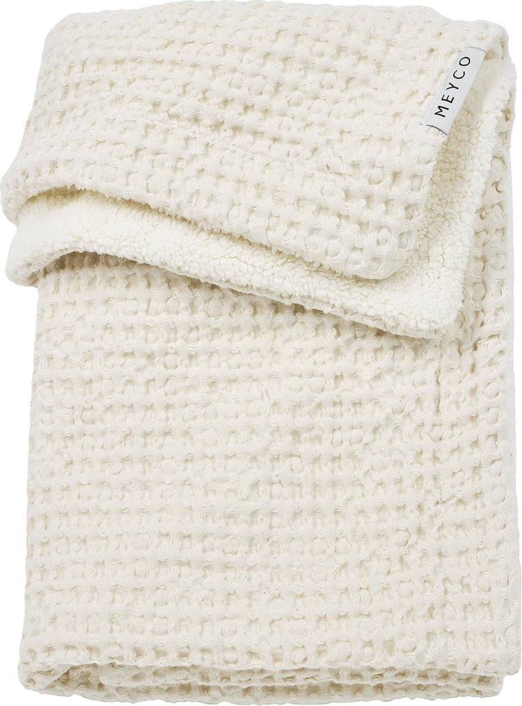 Meyco Baby Waffel-Teddy-Kinderbettdecke – Natur – 75 x 100 cm – 2,0 Tog