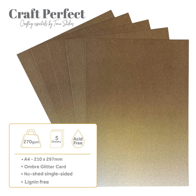 Craft Perfect von Tonic Studios Craft Perfect • Glitzerkarte A4 250 g Ombre Oyster Luster 5 Stück