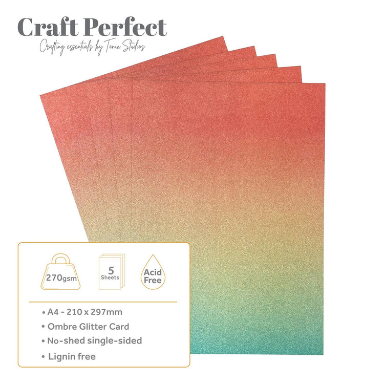 Craft Perfect von Tonic Studios Craft Perfect • Glitzerkarte A4 250 g Ombre Mermaid Shimmer 5 Stück