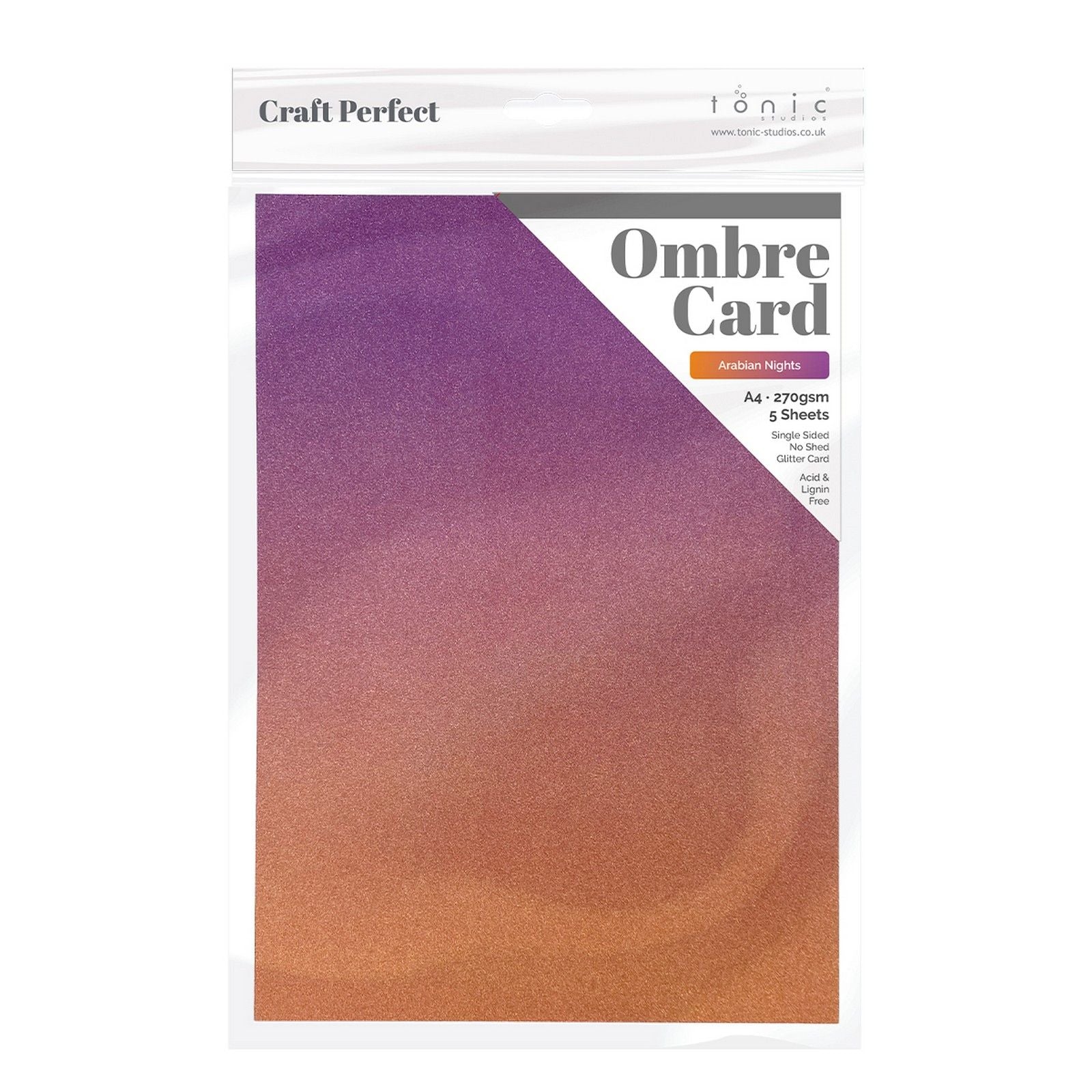 Craft Perfect von Tonic Studios Craft Perfect • Glitzerkarte A4 250 g Ombre Arabian Nights 5 Stück