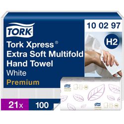 Gefaltete Handtücher Tork Premium extra weich 34x25cm weiß