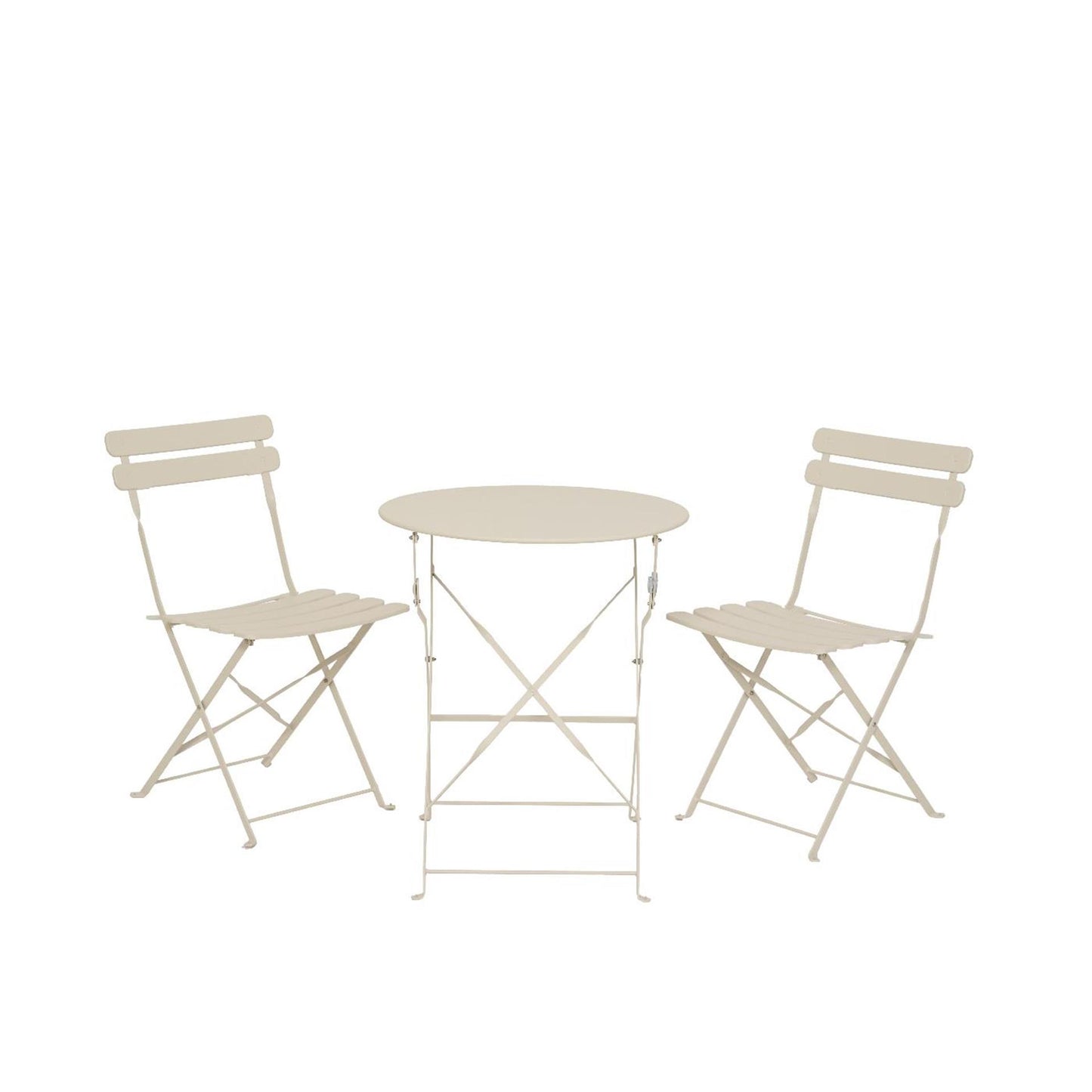 Decoris Bistro-Set aus cremefarbenem Stahl ø60xh71cm