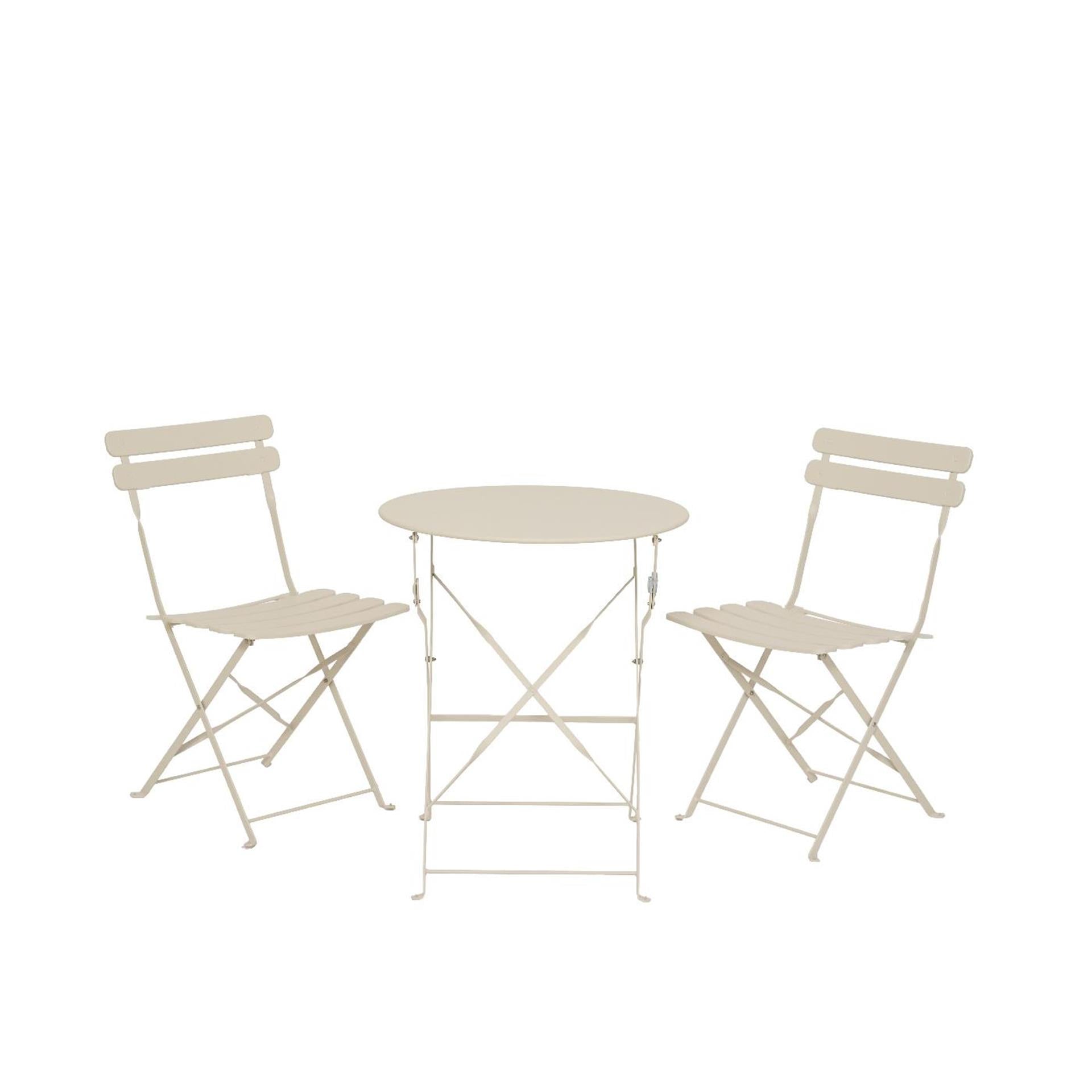 Decoris Bistro-Set aus cremefarbenem Stahl ø60xh71cm